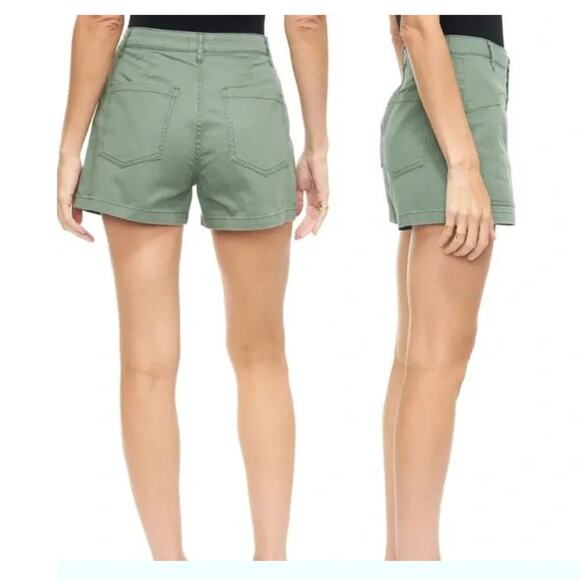 Pistola Tammy High Rise Olive Green Button Front Shorts Size 30 - Picture 2 of 7